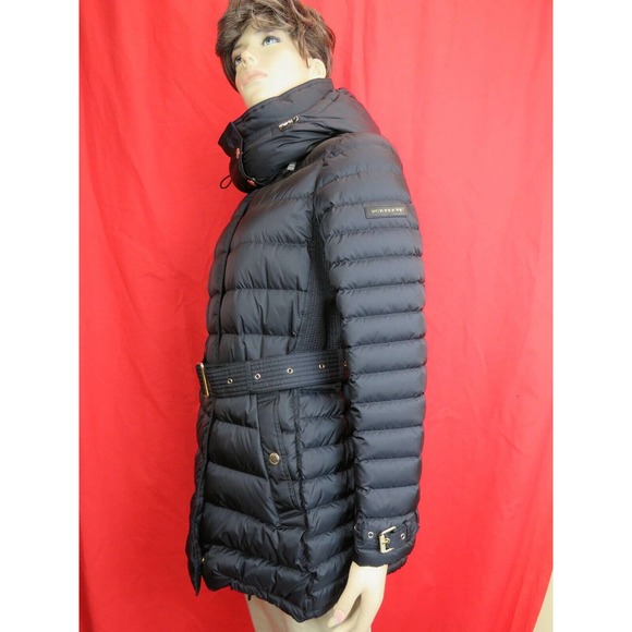 $1150 BURBERRY HARROWDEN BLUE HOODED BELTED QUILTED DOWN PARKA COAT JACKET L - Picture 4 of 12